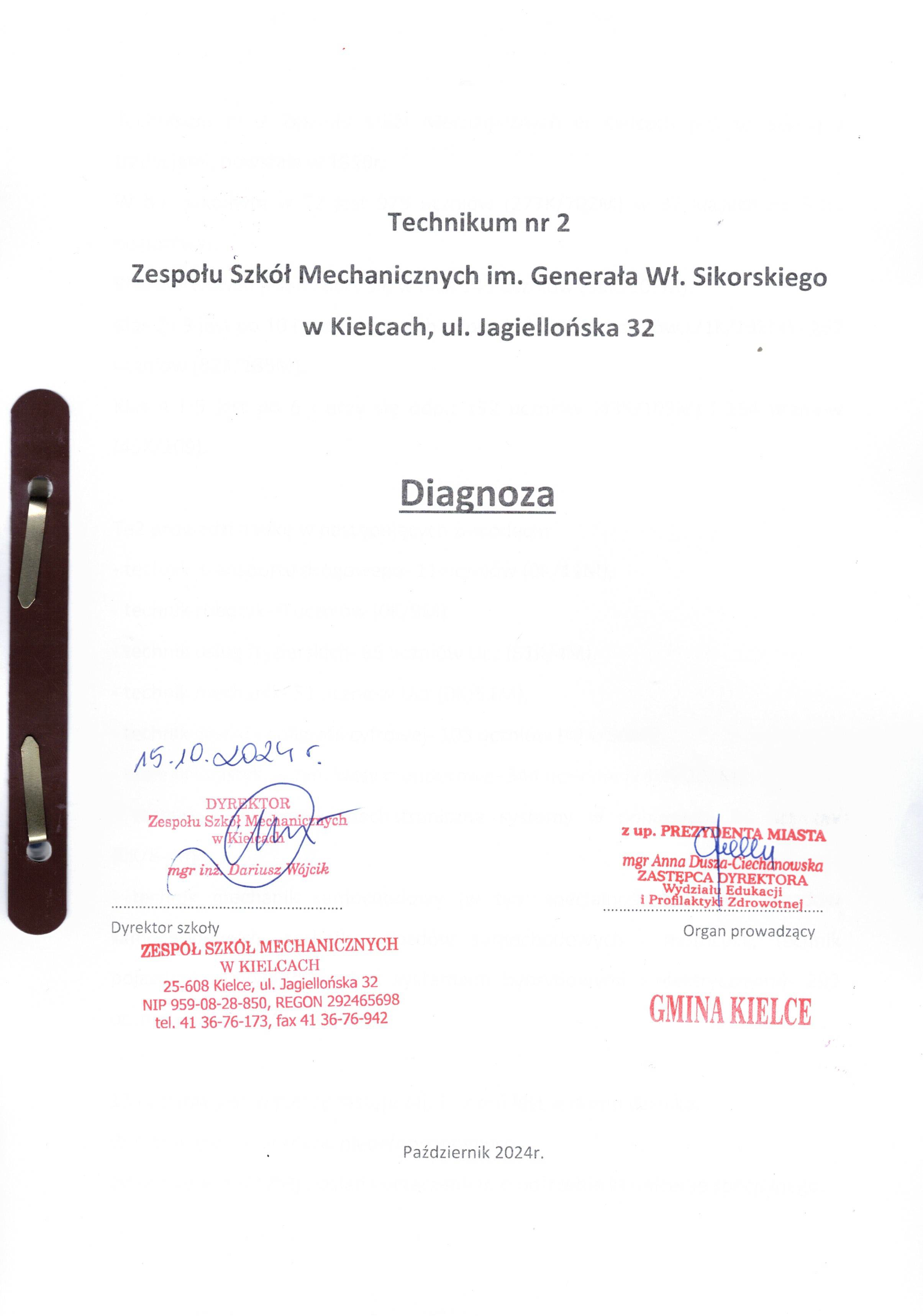 Diagnoza 2024 | Zespół Szkół Mechanicznych w Kielcach